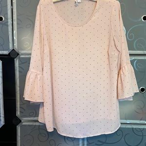 Elle Pink Shirt with Black Dots with 3/4 Sleeves